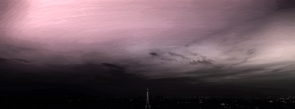 The Paris skyline at dusk with the Eiffel Tower lit, referencing the platform’s French origins